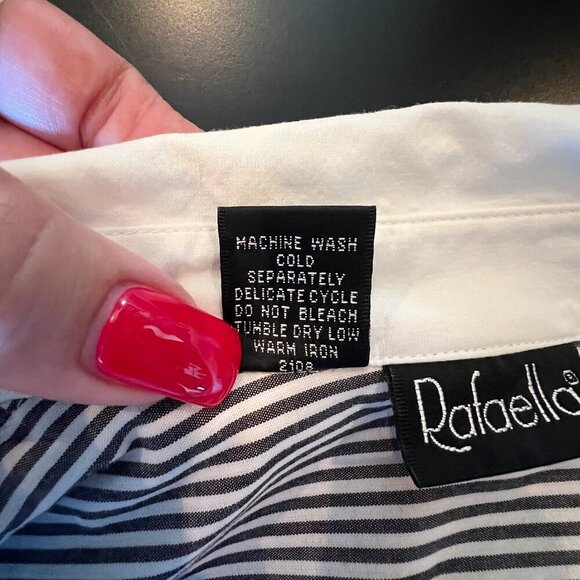 Rafaella Button Down Charcoal Striped long sleeve with white cuffs, Size 10 - Picture 8 of 8